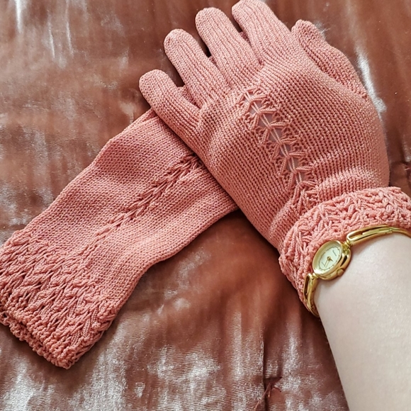 Pink Vintage hand made 💗 gloves s/m - Picture 6 of 8